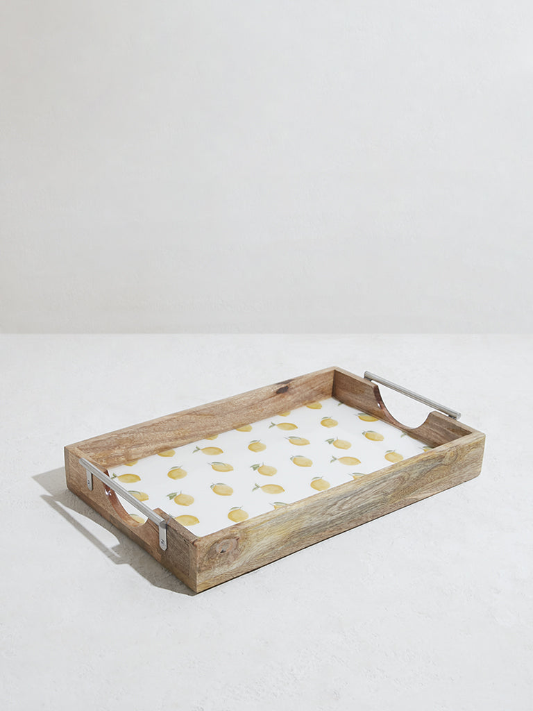 Westside Home Yellow Lemon Design Rectangular Tray