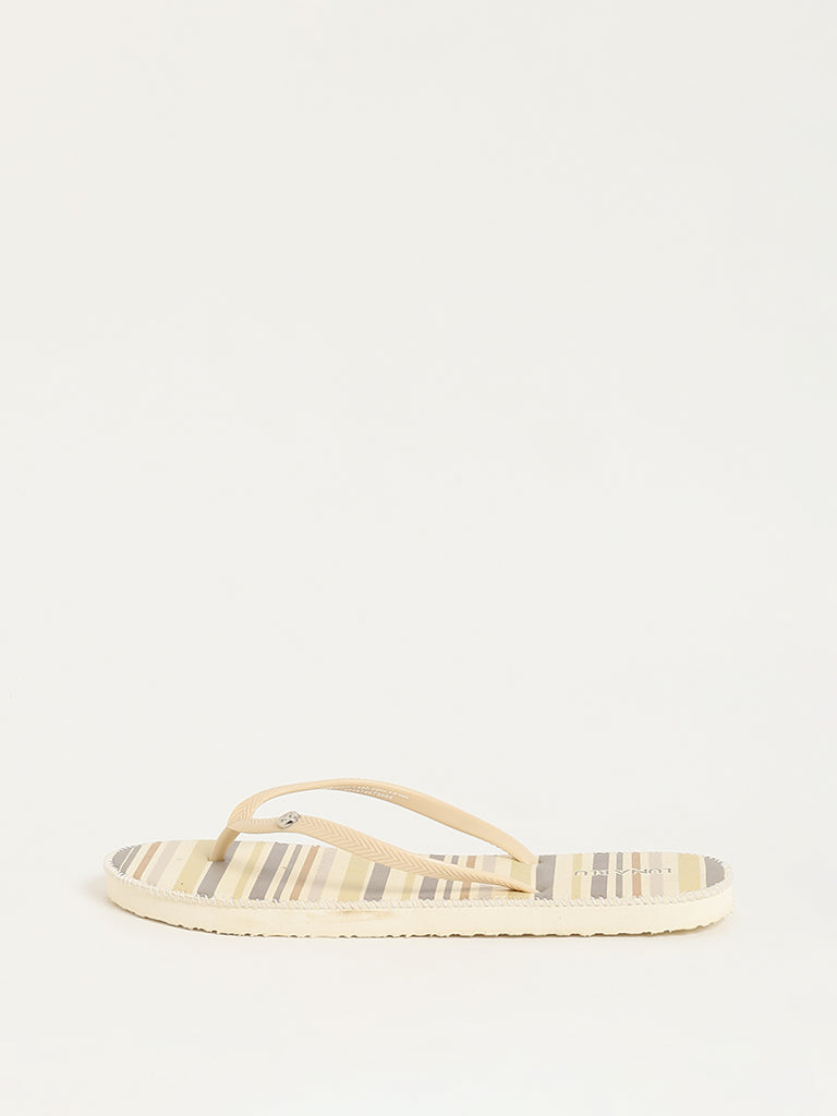 LUNA BLU Beige Striped Flip-Flop