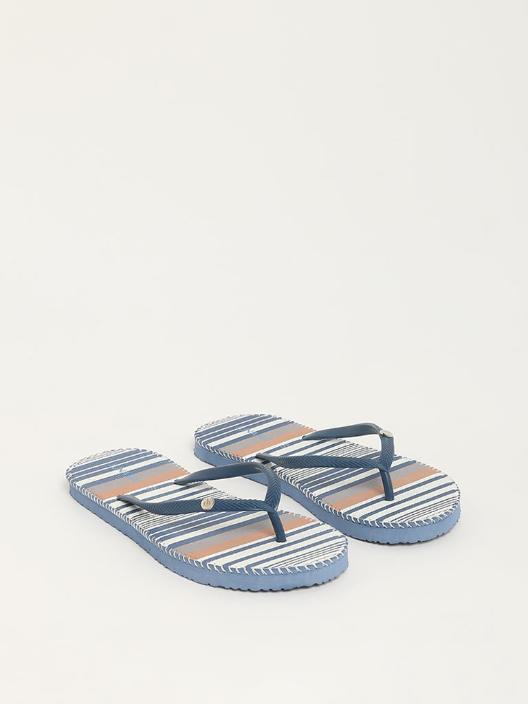 LUNA BLU Blue Striped Flip-Flop