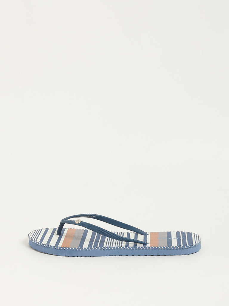 LUNA BLU Blue Striped Flip-Flop