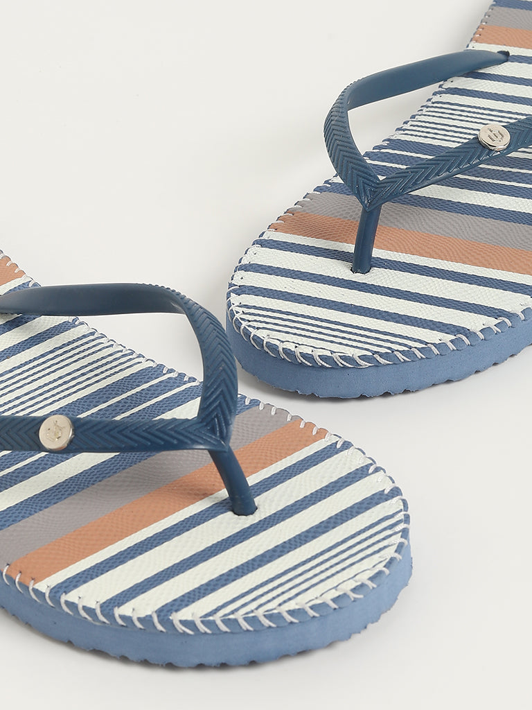 LUNA BLU Blue Striped Flip-Flop