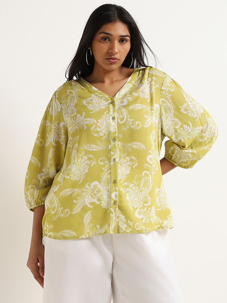 Gia Green Paisley Printed Shirt