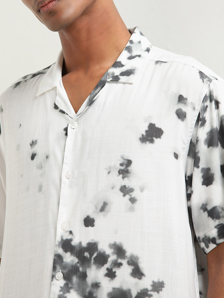 Nuon White Tie-Dye Relaxed Fit Shirt