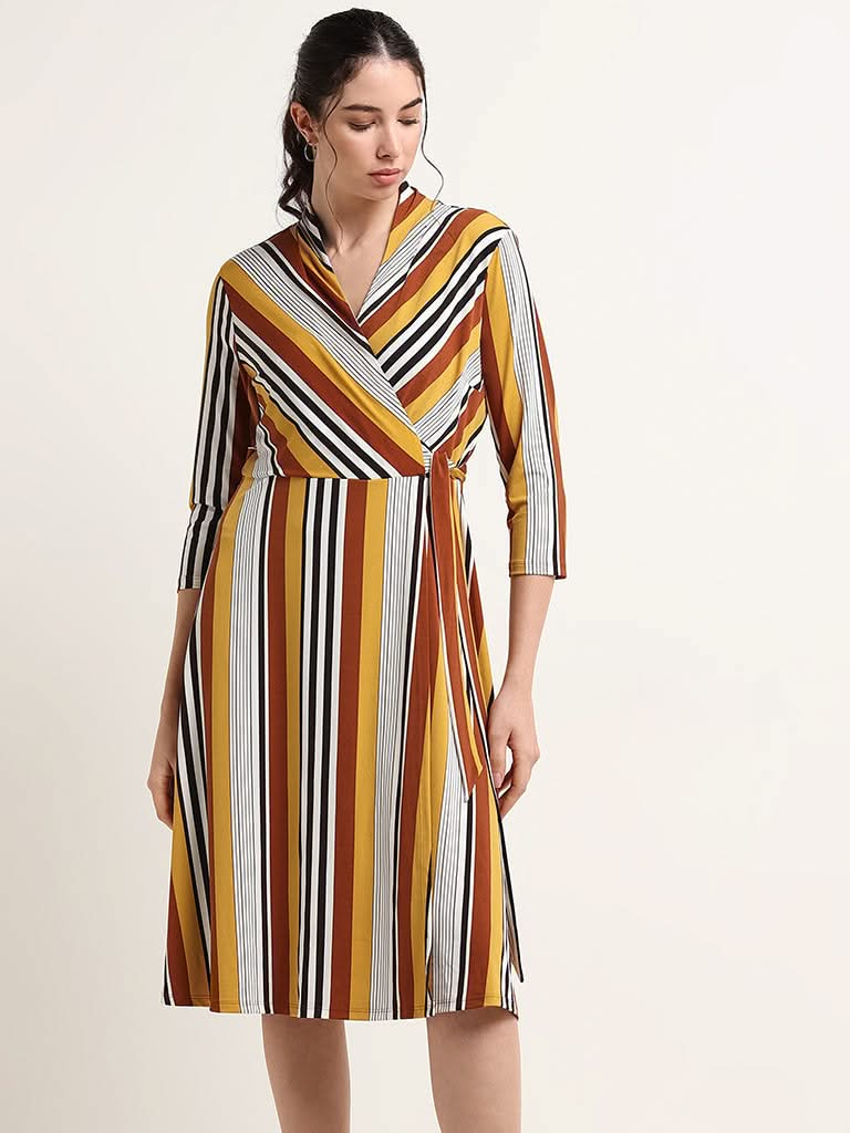 Wardrobe Multicolour Striped A-Line Dress