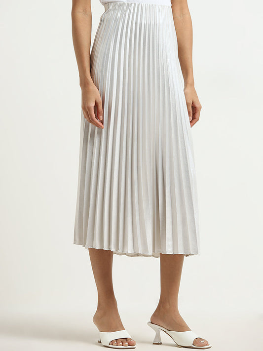 Wardrobe Grey Accordian Pleated High-Rise Skirt