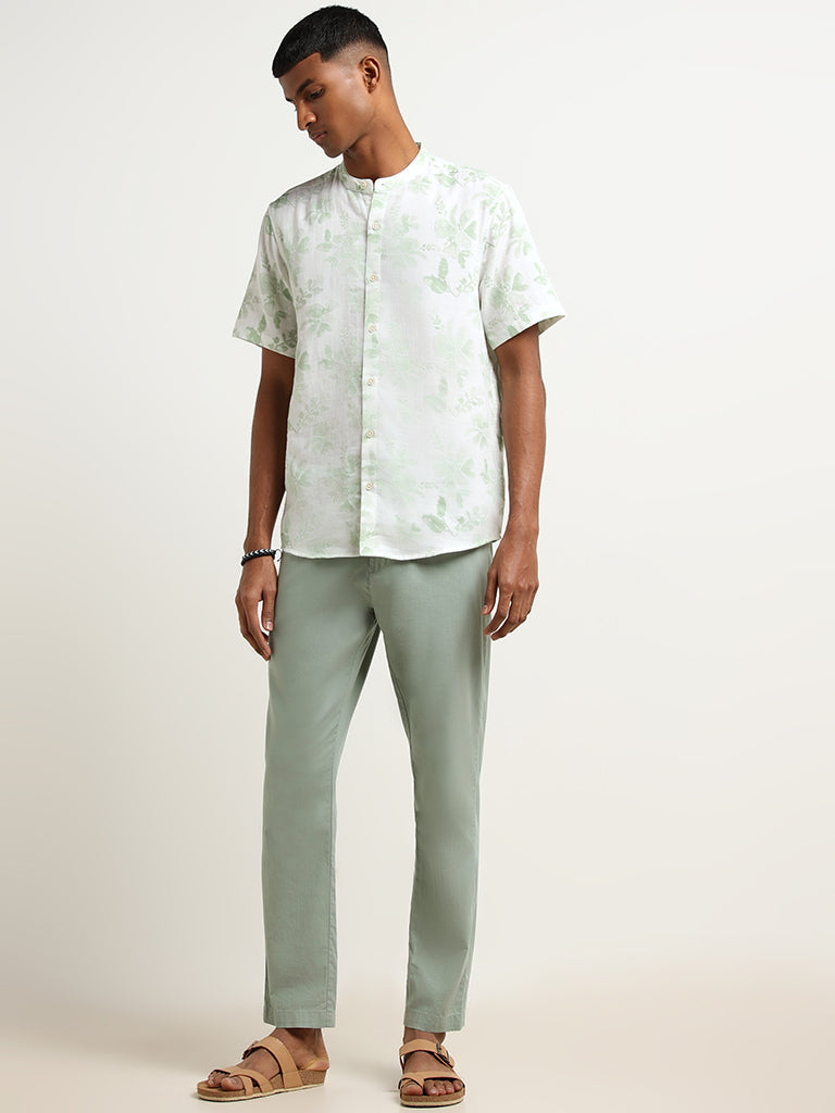 ETA White Floral Print Cotton Resort Fit Shirt