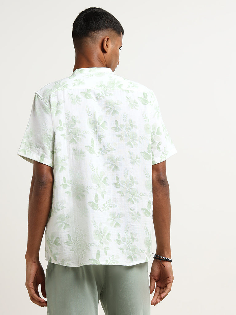 ETA White Floral Print Cotton Resort Fit Shirt