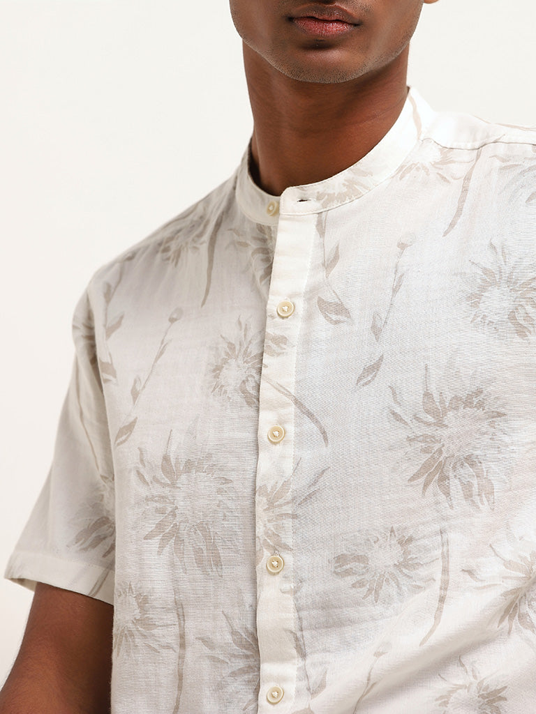 ETA Off-White Floral Print Cotton Resort Fit Shirt