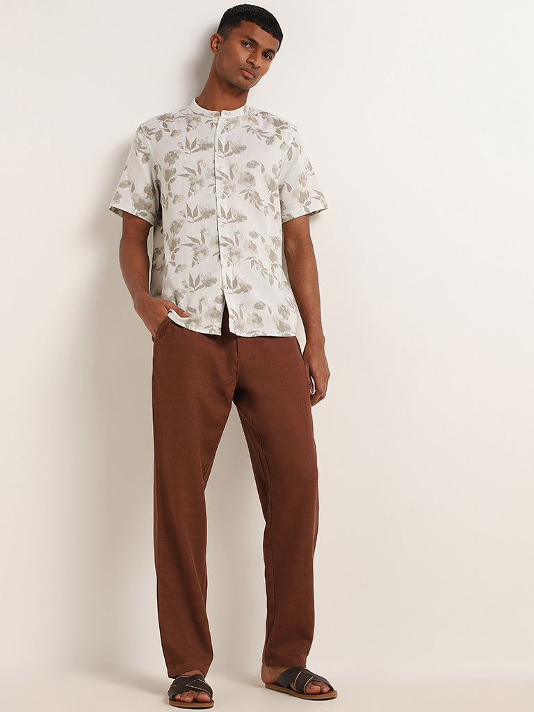 ETA White Floral Print Cotton Resort Fit Shirt