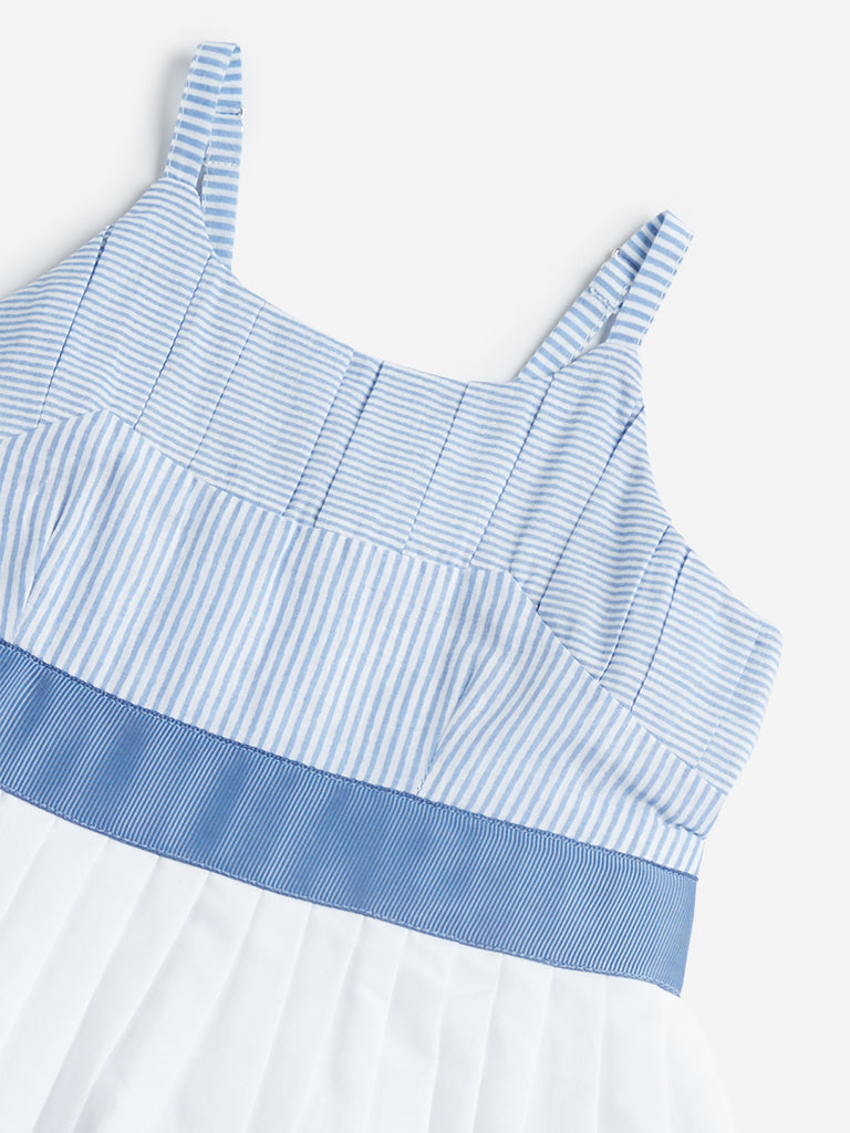 HOP Baby Light Blue Striped Dress