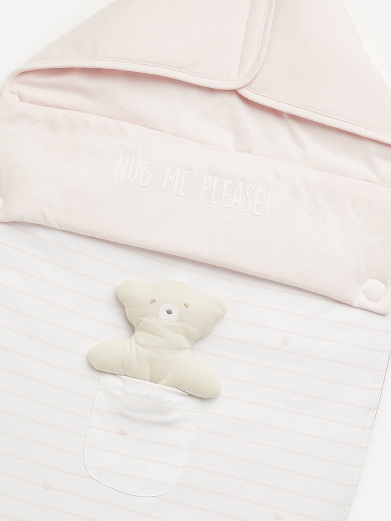 HOP Baby Pink Bear Striped Sleeping Bag