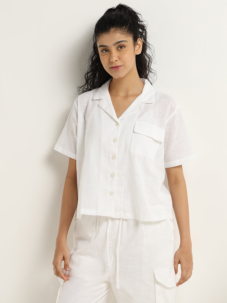 Superstar White Solid Cotton Shirt