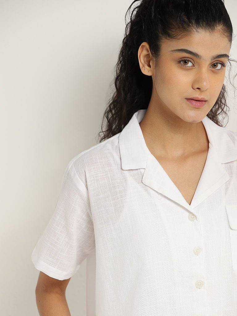 Superstar White Solid Cotton Shirt