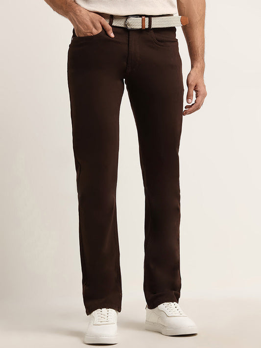 Ascot Dark Brown Relaxed Fit Mid Rise Jeans