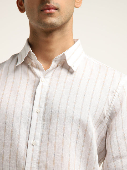 Ascot Off-White Striped Relaxed-Fit Cotton Shirt