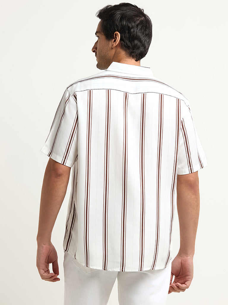 Ascot Brown Striped Relaxed Fit Shirt