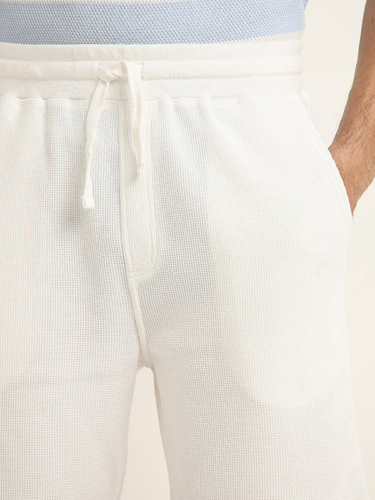 WES Lounge White Mid-Rise Relaxed Fit Shorts