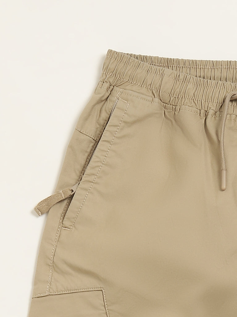 Y&F Kids Khaki Mid-Rise Trousers