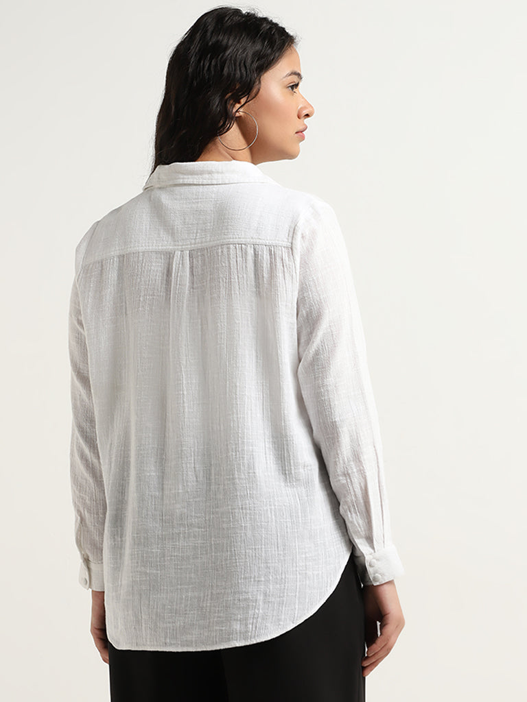 Gia White Embroidered Cotton Shirt