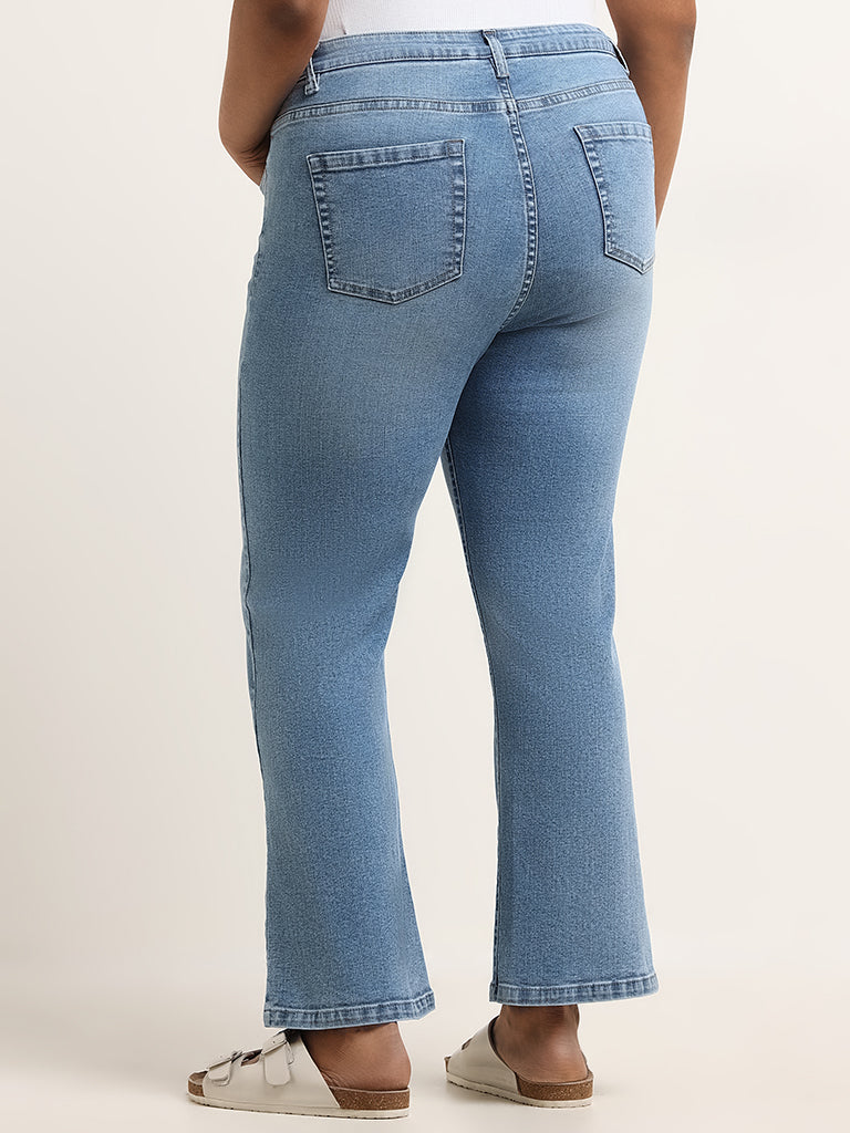 Gia Blue Mid Rise Straight Fit Denim Jeans