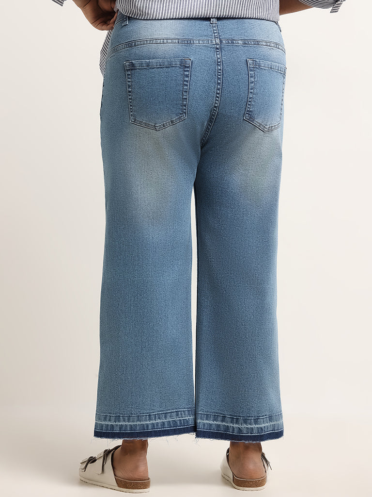 Gia Blue Mid Rise Straight Fit Denim Jeans