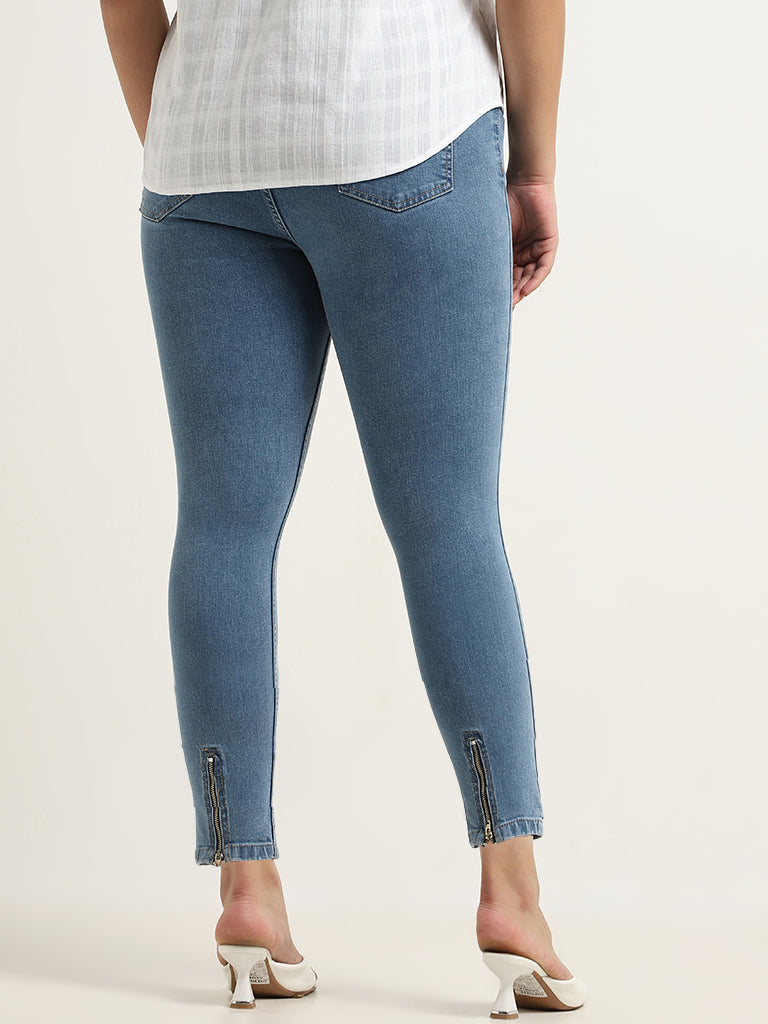 Gia Blue Mid Rise Skinny Fit Jeans