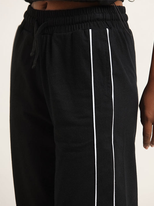 Studiofit Black Mid Rise Straight Fit Joggers