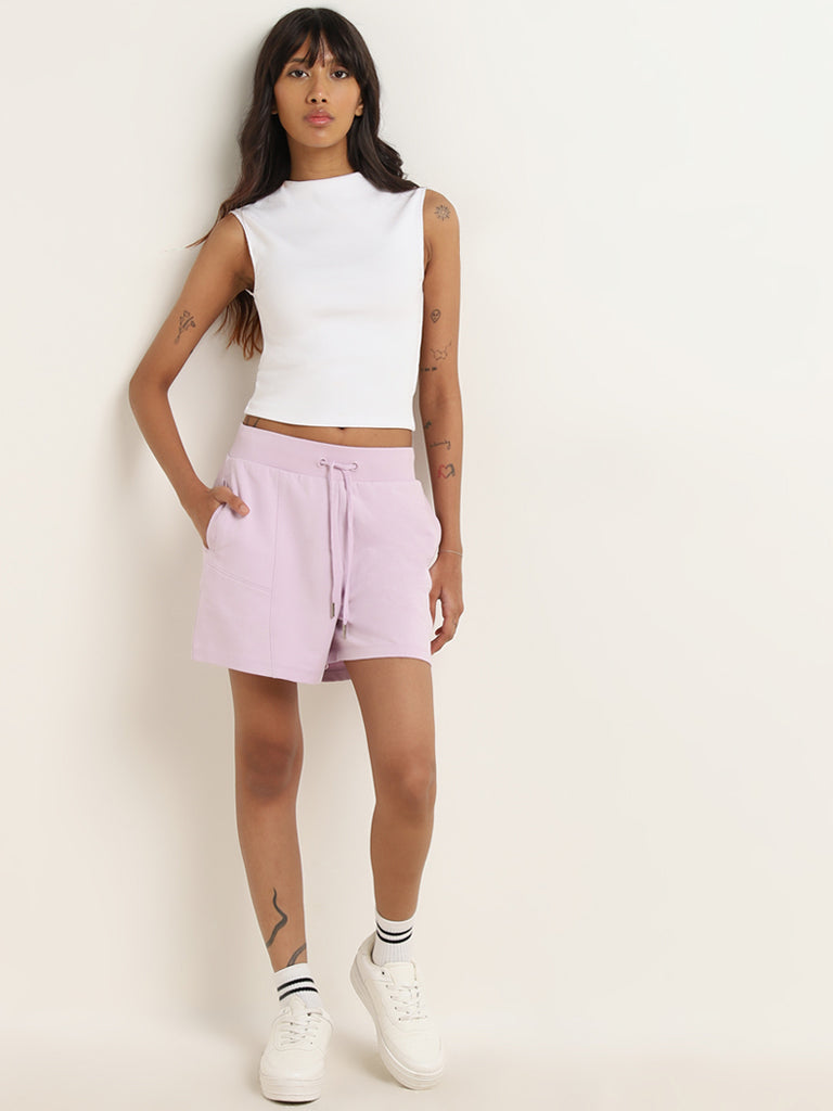 Studiofit Lilac Cotton Mid-Rise Shorts