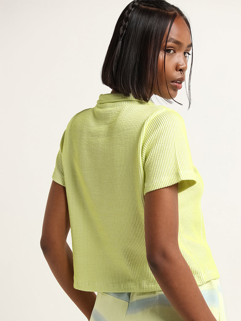 Studiofit Yellow Textured T-Shirt