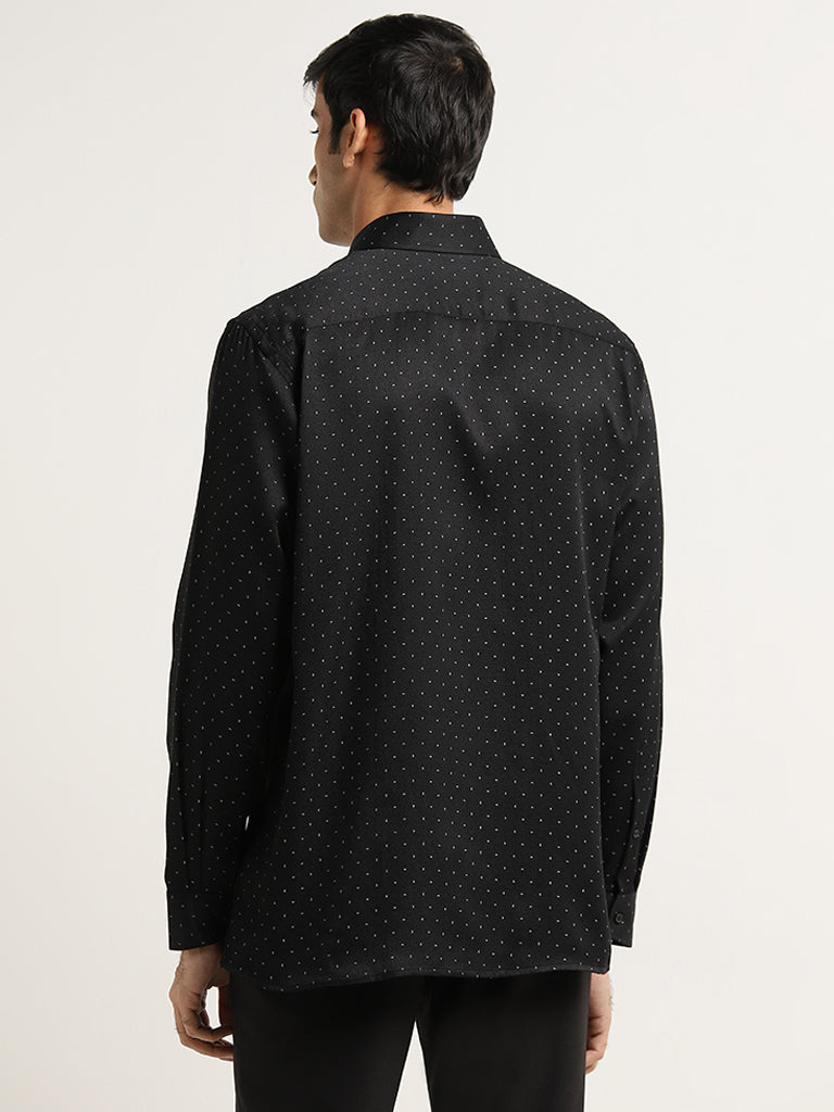 WES Formals Black Printed Relaxed-Fit Shirt