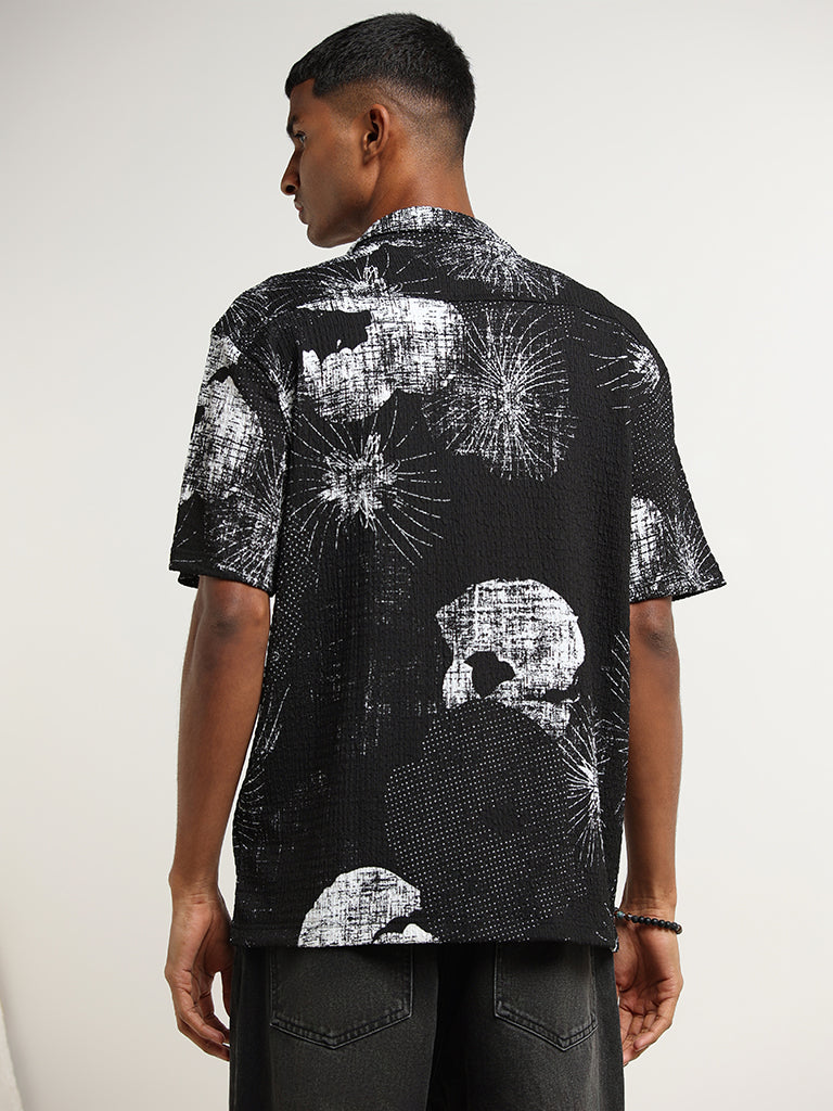 Nuon Black Abstract Print Relaxed Fit Shirt