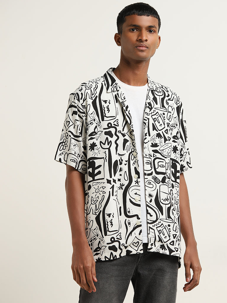 Nuon Off-White Graphic Print Relaxed Fit Shirt