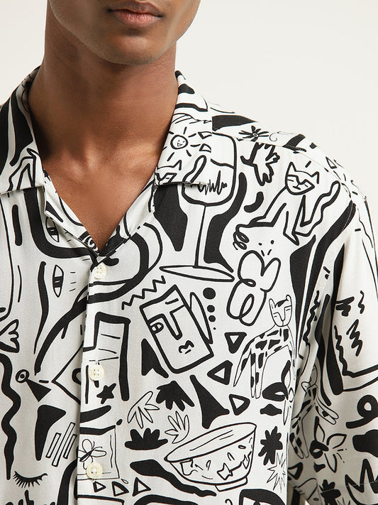 Nuon Off-White Graphic Print Relaxed Fit Shirt