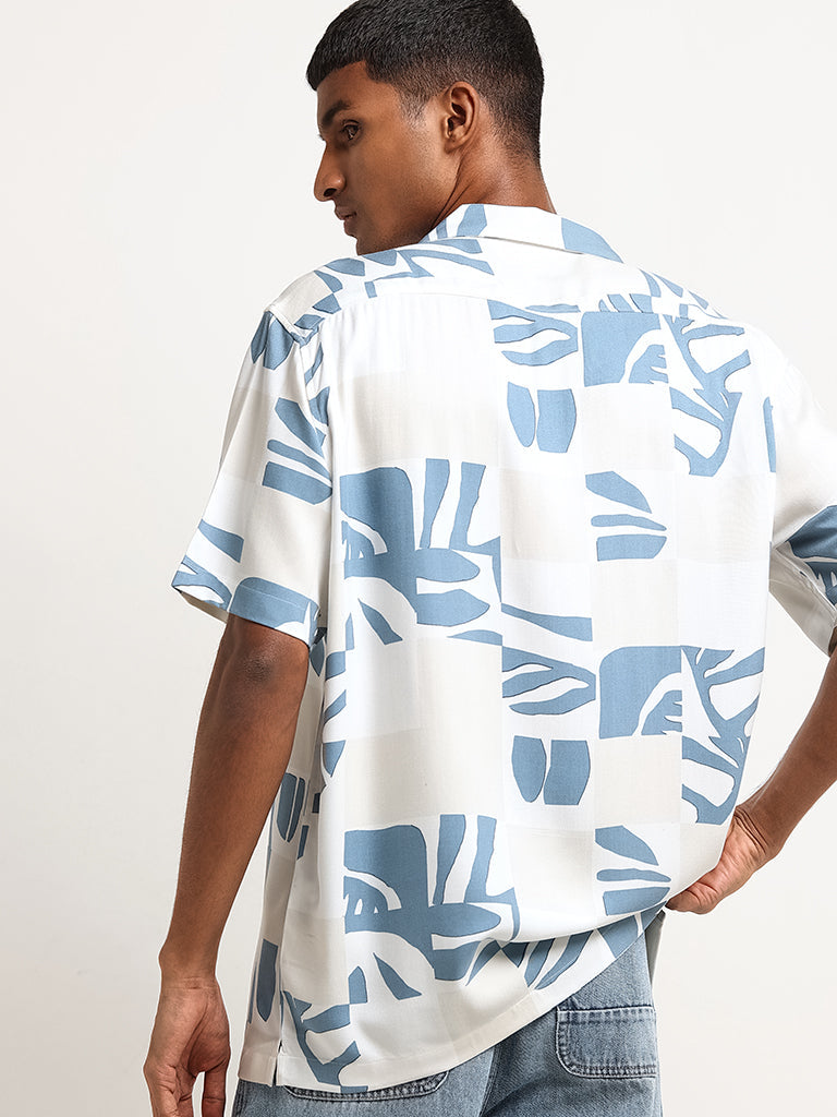 Nuon Blue Relaxed Fit Printed Shirt