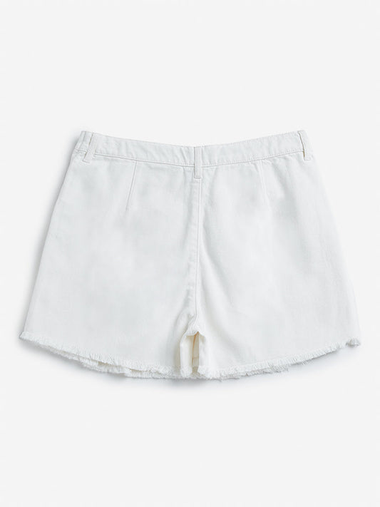 Y&F Kids White Pleated High Rise Skirt