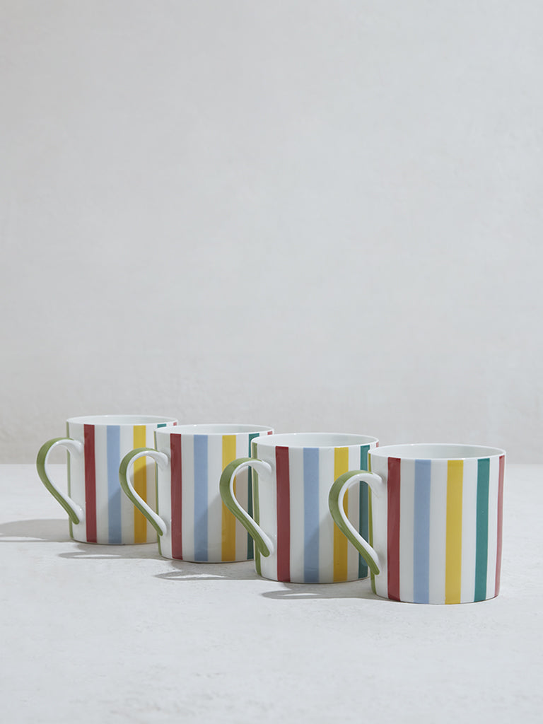 Westside Home Multicolour Striped Mugs (Set of 4)