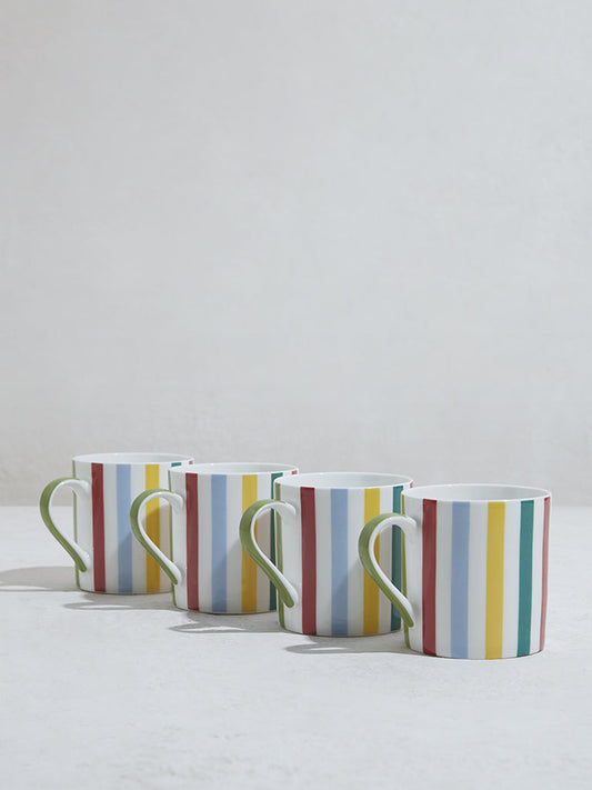 Westside Home Multicolour Striped Mugs (Set of 4)