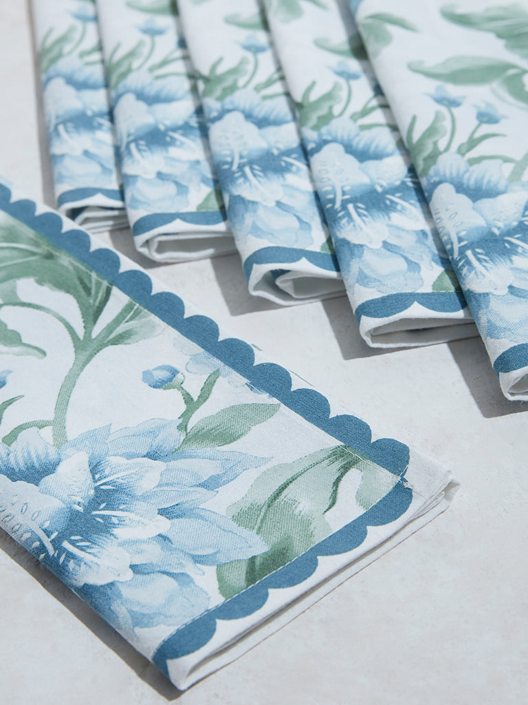 Westside Home Blue Oriental Floral Placemats (Set of 6)