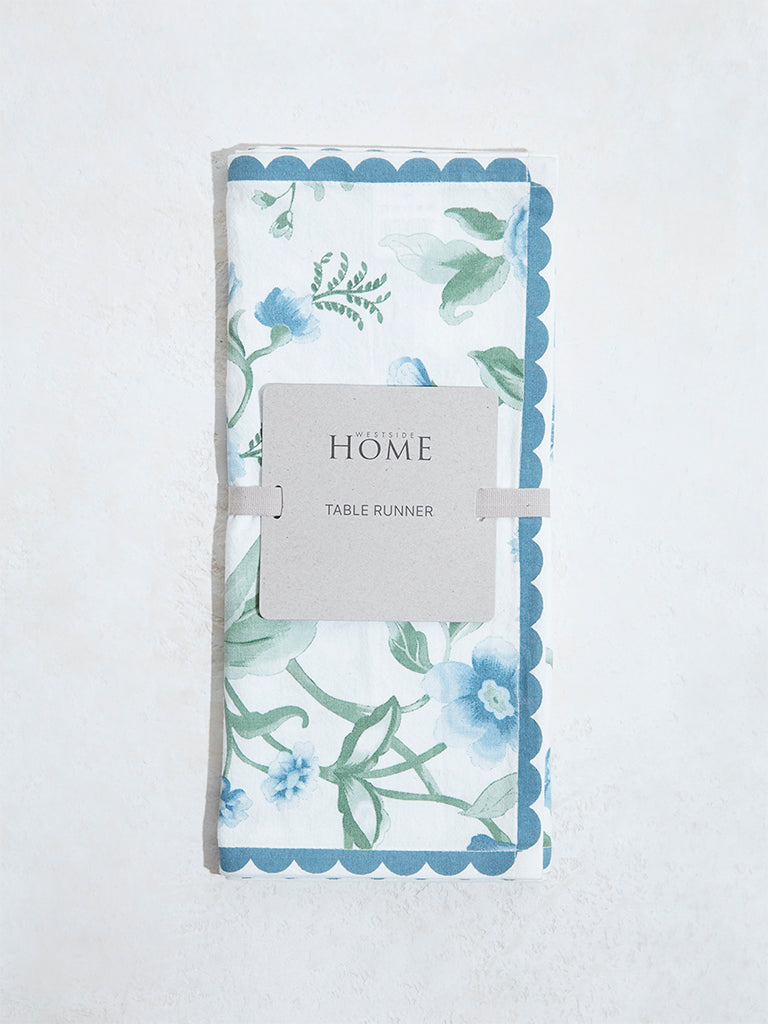 Westside Home Blue Oriental Floral Runner