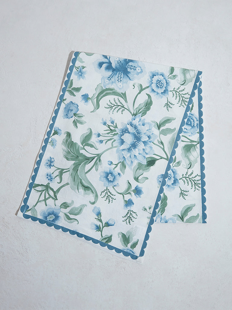 Westside Home Blue Oriental Floral Runner