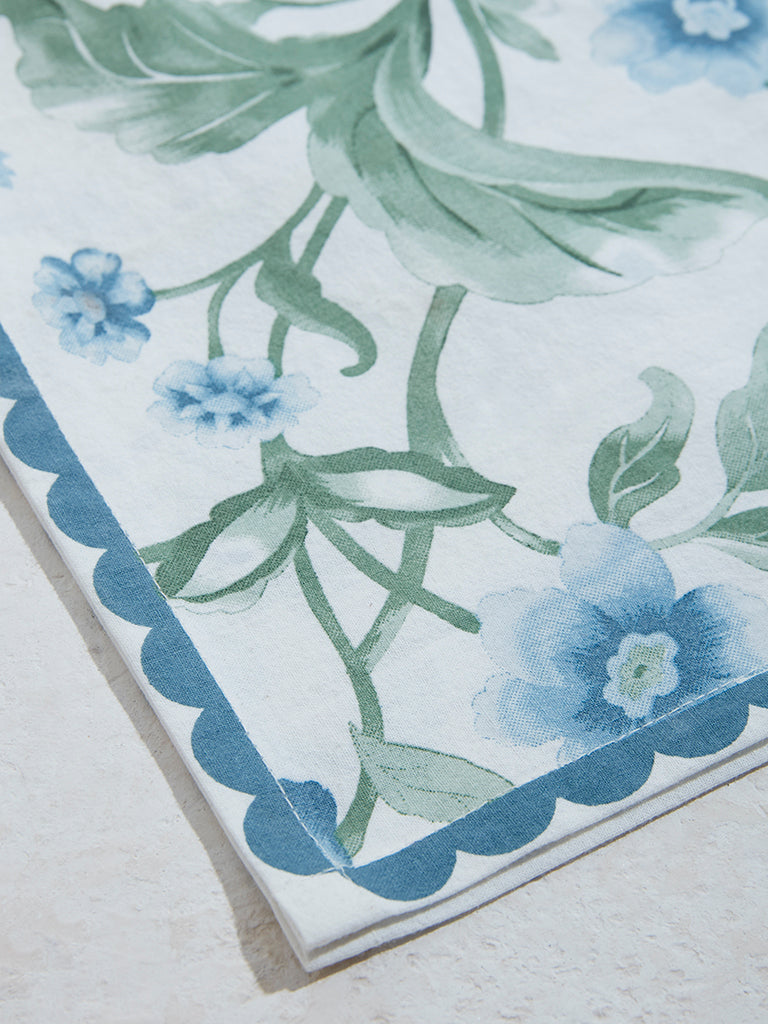 Westside Home Blue Oriental Floral Runner