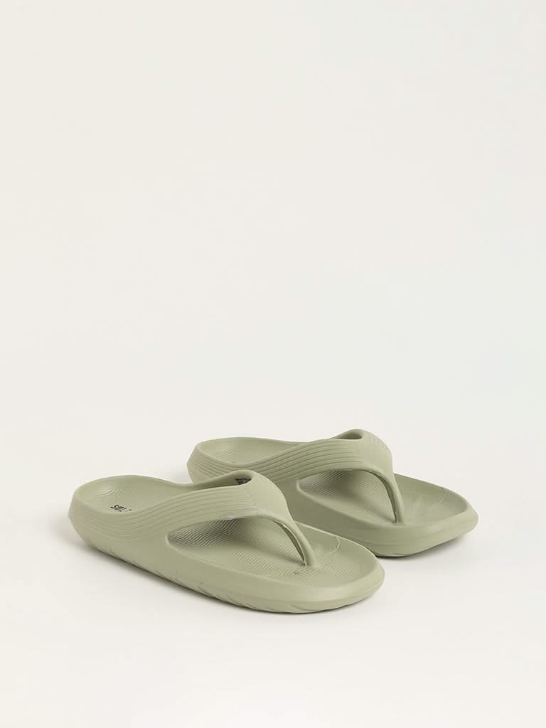 SOLEPLAY Sage Ribbed Textured Flip-Flops