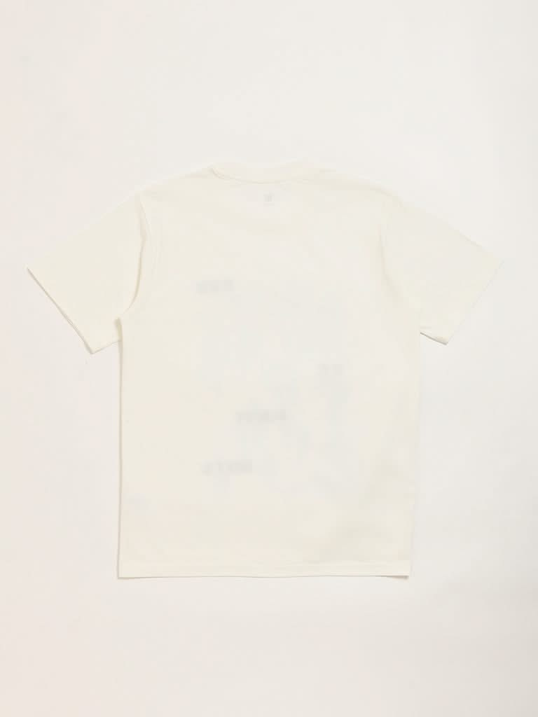 Y&F Kids Off-White Graphic Print T-Shirt