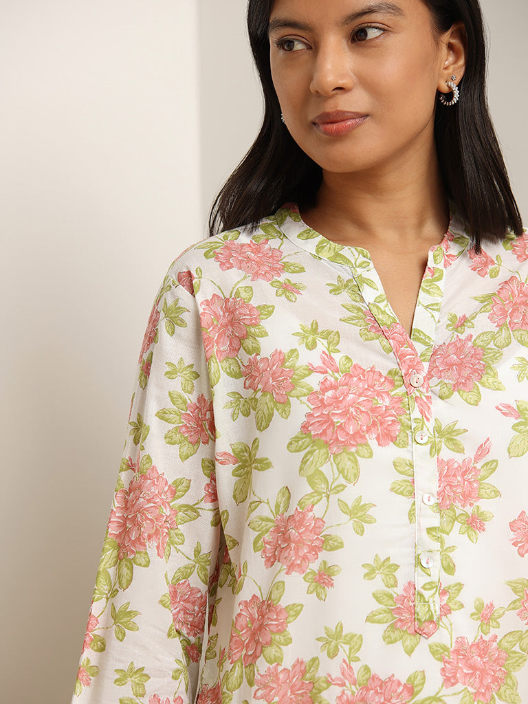 Utsa Multicolour Floral Straight Cotton Kurta