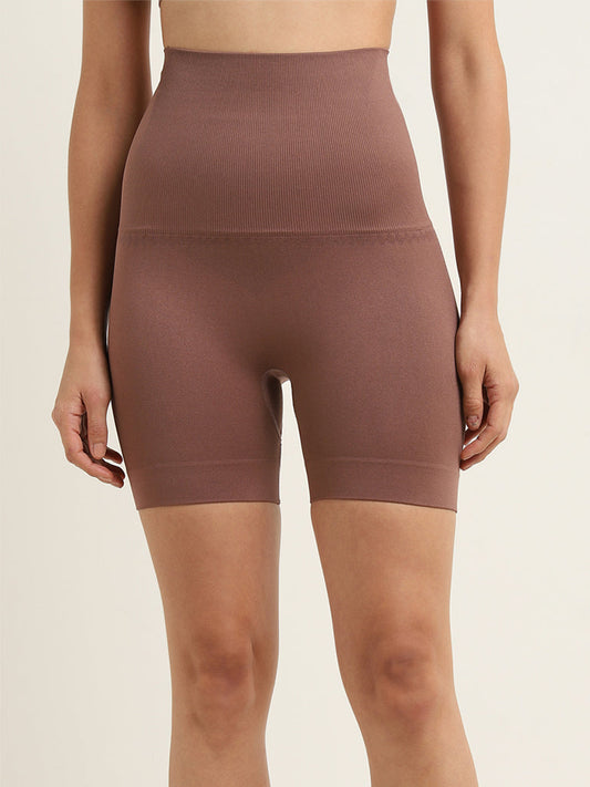 Wunderlove Brown High-Rise Seamfree Cotton Blend Shapewear