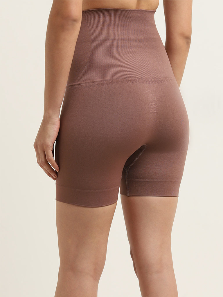 Wunderlove Brown High-Rise Seamfree Cotton Blend Shapewear