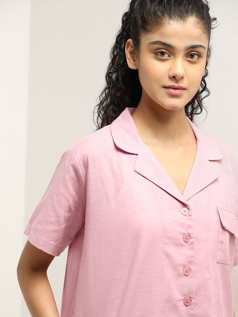 Superstar Light Pink Solid Cotton Shirt