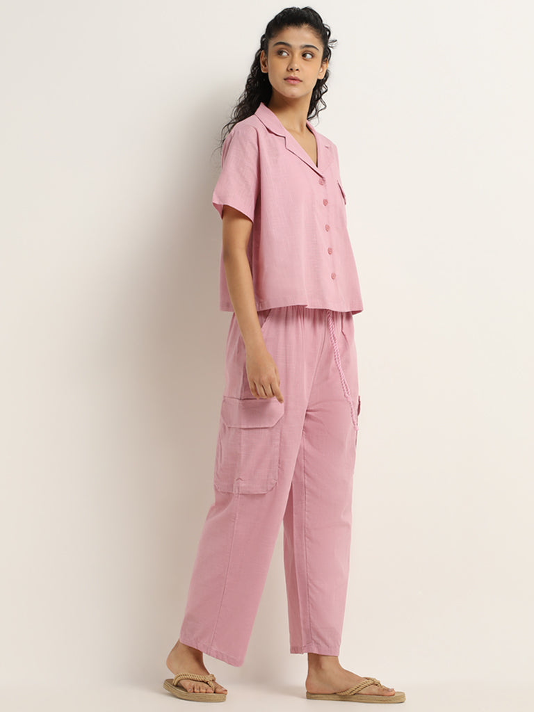 Superstar Light Pink Solid Cotton Shirt