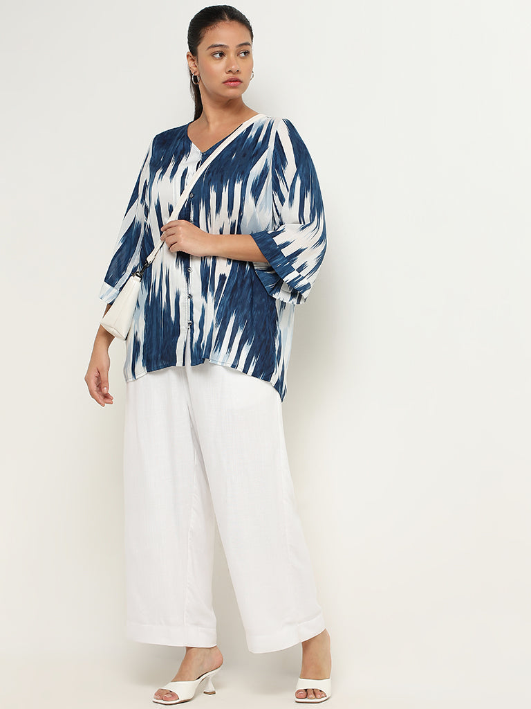 Gia Blue Abstract Printed Blouse