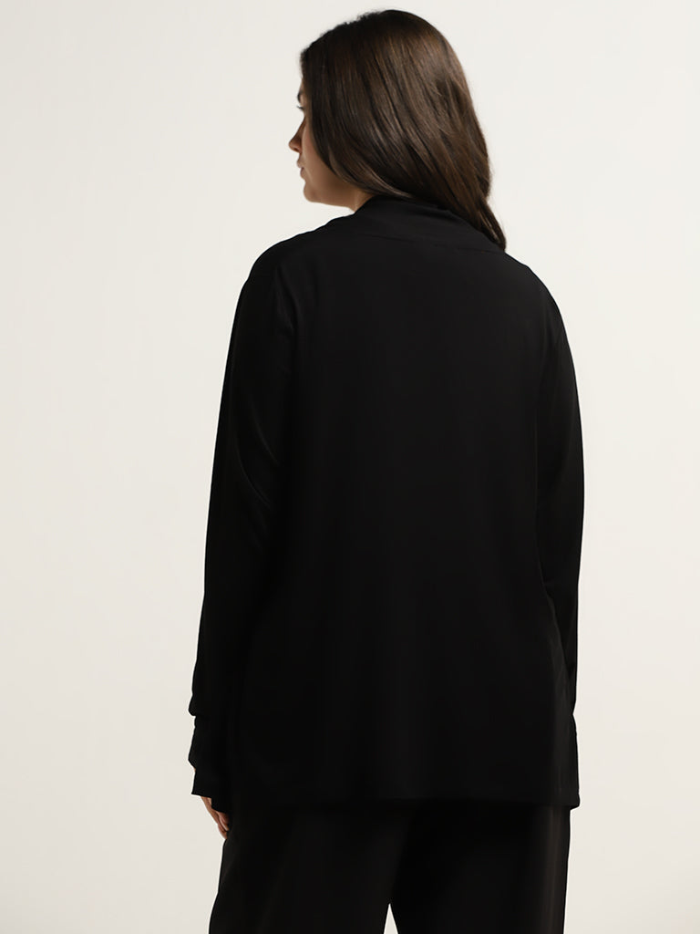 Gia Black Open-Front Shrug